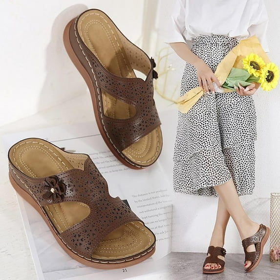 Jsaierl Womens Orthopedic Sandals Dressy Summer Open Toe Sandals Comfortable Arch Support Sandals Fashionable Breathable Sandal Size 8