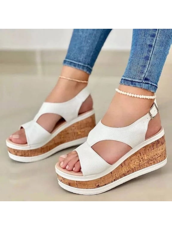 Womens Platform Sandals Casual Summer Open Toe Sandals Comfy Arch Support Sandals Boho Beach Sandal Size 7.5