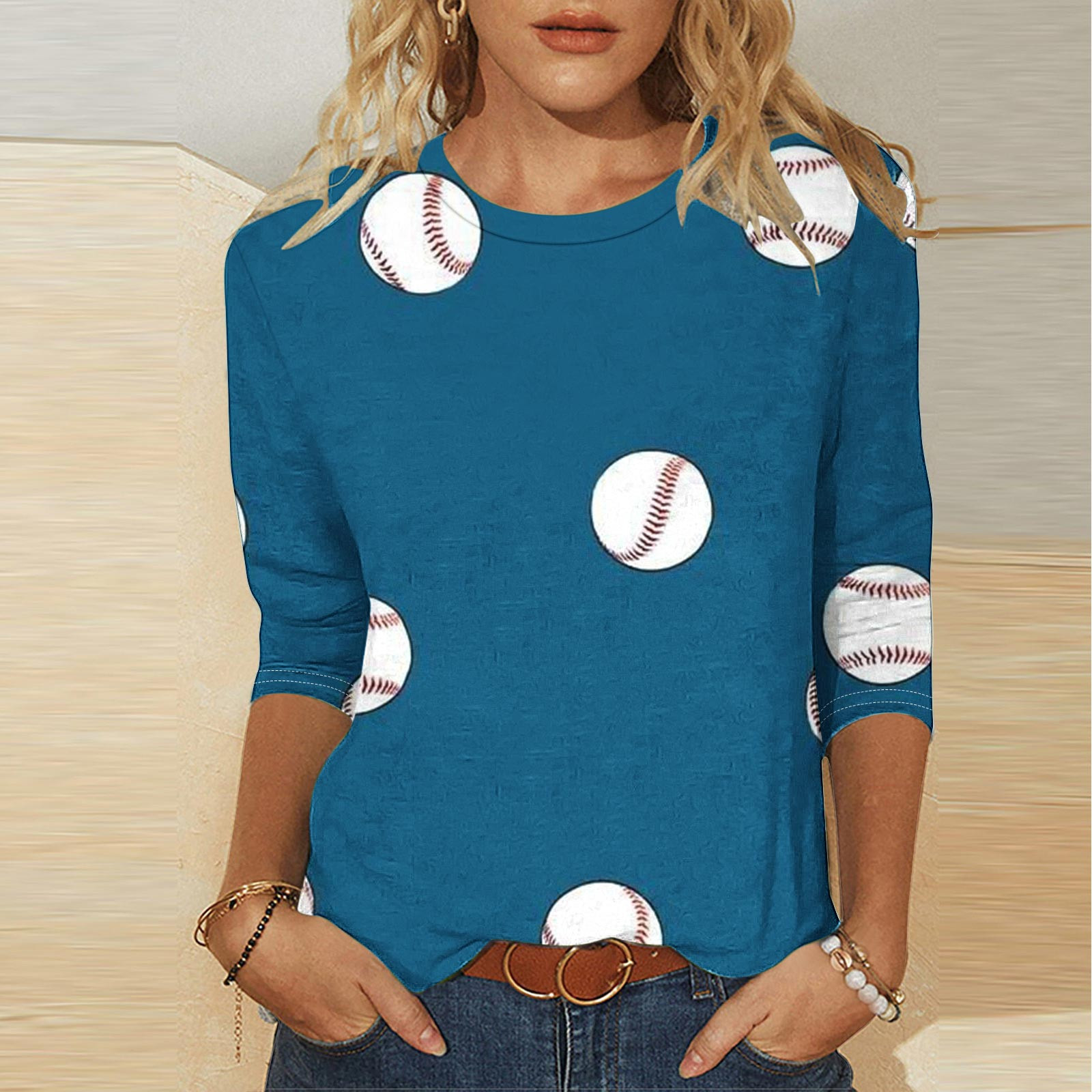 Funny Baseball Mom T-Shirt - Women's Short Sleeve Graphic Tee, Casual Cotton Blend Top - View #6