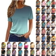 thumbnail image 1 of Jsaierl Womens Summer Tops 2025 Floral Boho Vacation T-shirts Casual Short Sleeve Blouse Loose Fit Crewneck Shirts, 1 of 4