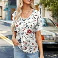 thumbnail image 1 of Jsaierl Womens Summer Tops Short Sleeve Casual Shirts Floral Tee Trendy 2025 Basics V Neck Plain Tshirt, 1 of 7