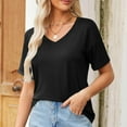 thumbnail image 1 of Jsaierl Womens Summer Tops Short Sleeve Casual Shirts Floral Tee Trendy 2025 Basics V Neck Plain Tshirt, 1 of 9