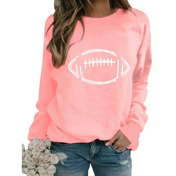 Jsaierl Womens Sweatshirt Funny Football Graphic Sweatshirts Crewneck Tunic Pullover Tops Trendy Long Sleeve Blouses