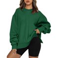 thumbnail image 1 of jsaierl Womens Sweatshirt Loose Fit Solid Color Sweatshirts Round Neck Tunic Pullover Tops 2024 Long Sleeve Blouses, 1 of 7