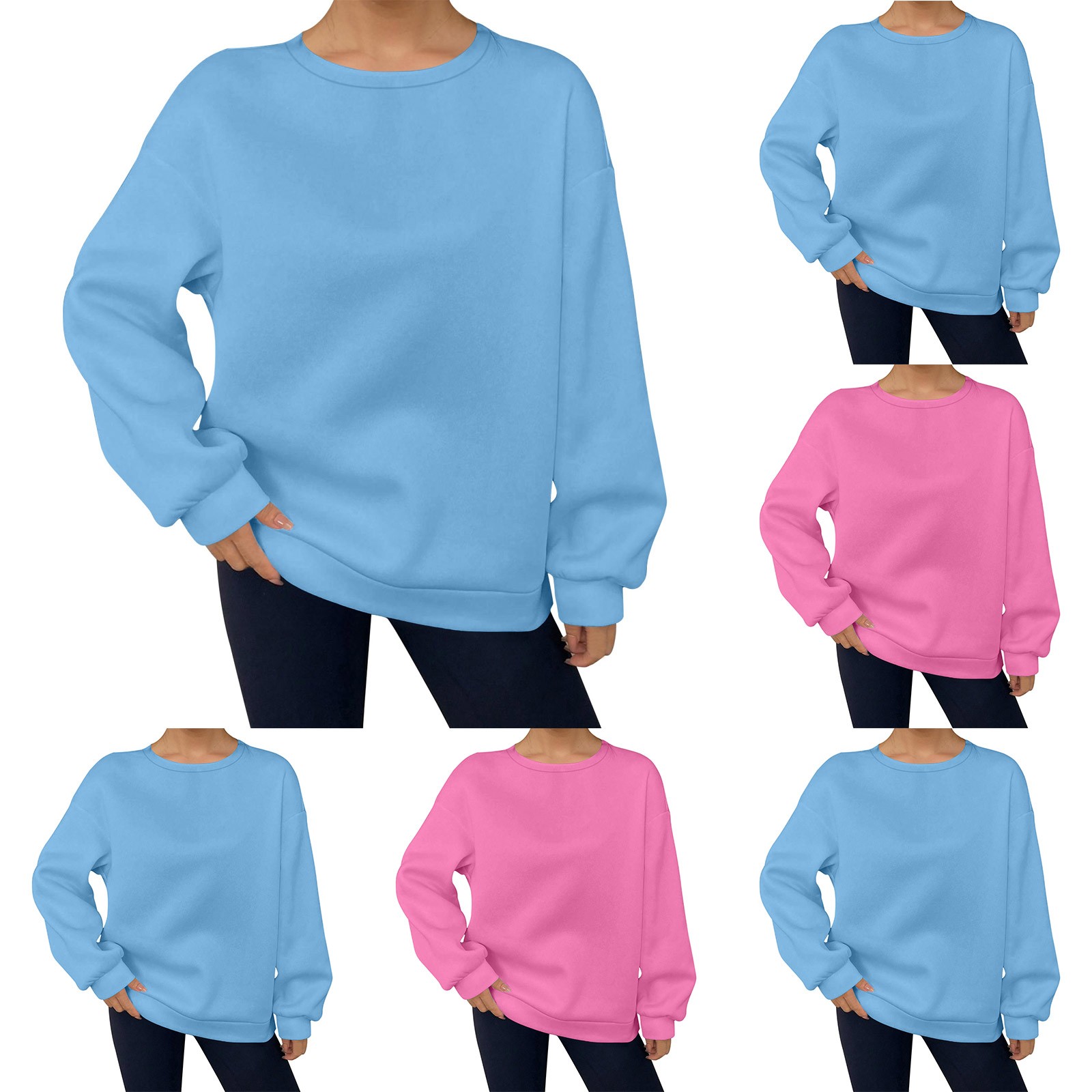 Jsaierl Womens Sweatshirts Basic Solid Color Crewneck Sweatshirt Trendy Pullover Workout Long Sleeve Shirts Early Fall Fashion S-5XL