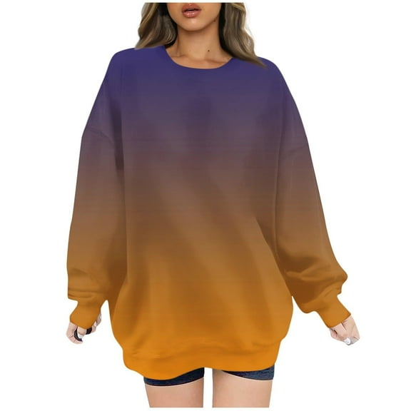 Jsaierl Womens Sweatshirts Cute Gradient Graphic Sweatshirts Round Neck Casual Pullover Tops Oversized Long Sleeve Shirts Womens Sweatshirts