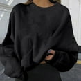 thumbnail image 1 of Jsaierl Womens Sweatshirts Cute Solid Color Sweatshirts Round Neck Fall Sweater Tops Trendy Long Sleeve Blouses Fall Fashion 2024, 1 of 5