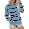 thumbnail image 1 of Jsaierl Womens Sweatshirts Cute Striped Print Sweatshirts Round Neck Tunic Pullover Tops Oversized Long Sleeve Blouses Fall Saving, 1 of 5