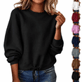 thumbnail image 1 of Jsaierl Womens Sweatshirts Fall Solid Color Round Neck Sweatshirt Cozy Basic Pullover Soft Jogging Long Sleeve Shirts, 1 of 9