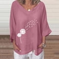 thumbnail image 1 of Jsaierl Womens Tops 3/4 Length Sleeves Summer Cute V Neck T Shirts Graphic Elegant Tunic Blouses Three Quarter Sleeve Tee 2024, 1 of 4