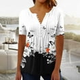 thumbnail image 1 of Jsaierl Womens Tops Hide Belly Shirts Summer Pleated Button V Neck T-Shirt Causal Empire Waist A-Line Floral Tunic Tops Plus Size, 1 of 5