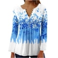 thumbnail image 1 of Jsaierl Womens Tops Plus Size Hide Belly Shirts Fall Pleated Button V Neck T-Shirt Causal Empire Waist A-Line Floral Tunic Tops, 1 of 5