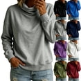 thumbnail image 1 of Jsaierl Womens Turtleneck Lightweight Sweatshirts Loose Fit Solid Color Sweatshirt Trendy Pullover Soft Long Sleeve Tops Fall Clothes S-2XL, 1 of 7