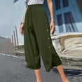 thumbnail image 1 of Jsaierl Womens Wide Leg Cotton Linen Capris Pants Summer Elastic Waist Pant Casual Flowy Drawstring Comfy Trousers Yoga Bottom Pants, 1 of 5