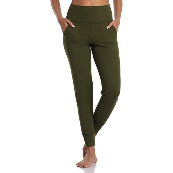 Jsaierl Womens Yoga Pants Plus Size Legging Running High Waist Pants Stretch Tummy Control Trousers Lightweight Casual Pants