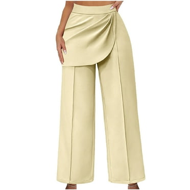 Jsarle Straight Pants for Women Baggy Black Pants Ladies Pull On Pants Jogger Sweatpants Women Pants with Pockets for Women Oversized Pants for Women Womens Pants Elastic Waist Khaki M