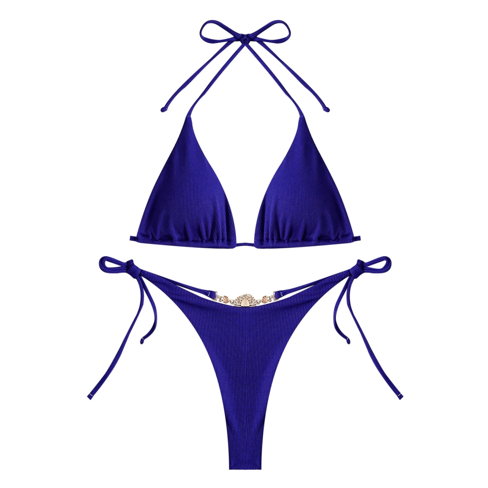Ruffle Triangle Top Basic Bikini Set Ties Details Brazilian Bathing Suits  Swimwear - China Two Pieces Bikini Set and Blue Bikini Set price