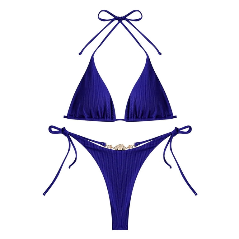 Mar Brazil Designs Handmade Brazilian Women Bikini Swimwear Two Piece Set Swimsuit  Bathing Suit - Blue - Large : : Fashion