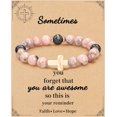 Jsjoy Natural Stone Bracelet Women Girl Birthday Gift, Birthday Cross