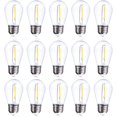 thumbnail image 1 of Jslinter 15-Pack S14 1W Outdoor String Lights Bulbs LED, Shatterproof & Waterproof, 2700K Soft White, 11W Equivalent, E26 Base, Non-Dimmable Edison Vintage Style Replacement for Patio Garden, 1 of 5