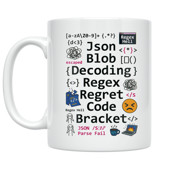 Json Blob Decoding Regex Regret Code Bracket - Coding Enthusiast - 11 oz Ceramic Coffee Mug