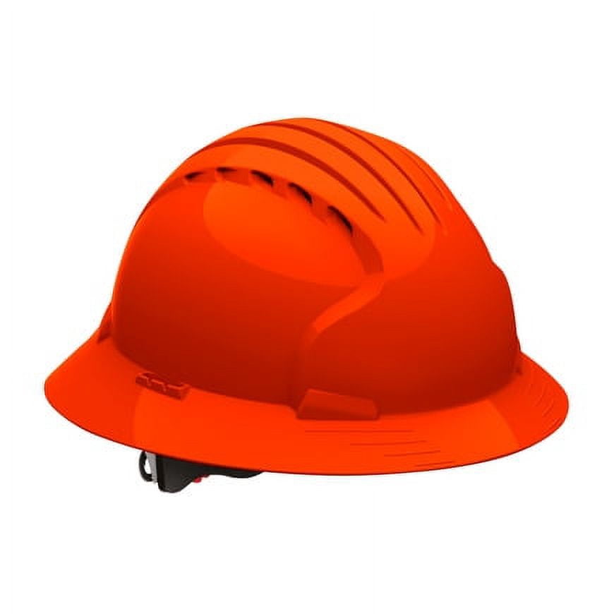 PIP Industries B3113690 Evolution Deluxe 6161 Full Brim HDPE Shell 6-Point Suspension Ratchet Adjustment Hard Hat, Neon Org