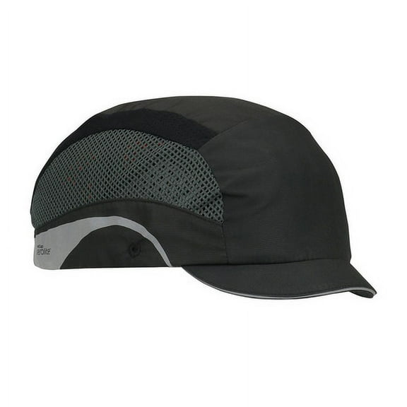 PIP Industries B3113661 Hard Aerolite Lightweight Baseball Style Bump HDPE Liner & Adjustable Back Micro Brim Cap, Black