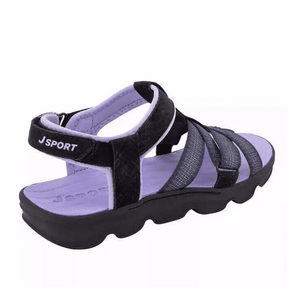 Jsport Kaia Women's Black Strap Sandal, Black/Purple, 10
