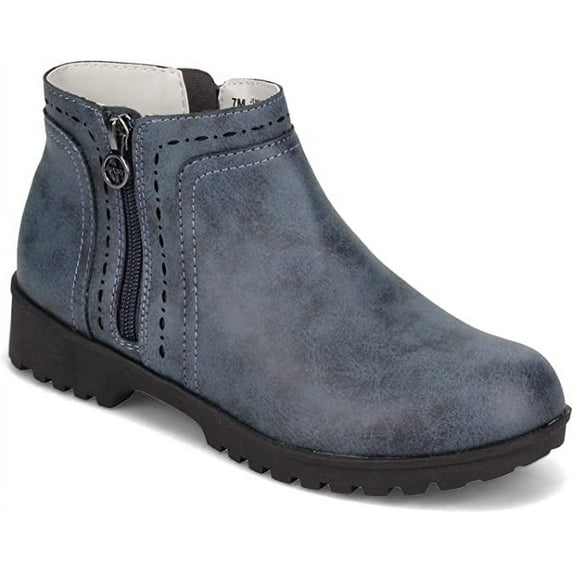 JSport by Jambu Womens Jenna Faux Leather Ankle Boots Navy 10 Medium (B,M)