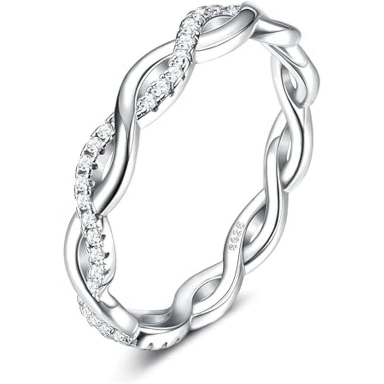 Sterling Silver Roped Infinity CZ Band Sterling Silver Roped Infinity CZ Band
