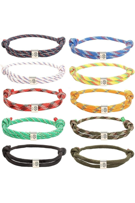 10Pcs Nautical Bracelet for Men Women Unisex Surf Wave Bracelets Navy Rope Braided Bracelets String Adjustable Tree of Life Bracelets Set Colorful Handmade Mens Bracelets Set Daily