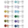 thumbnail image 1 of Jstyle 12 Pairs Stainless Steel Brilliant Cut Round Cubic Zirconia Birthstone Stud Earrings for Women, 1 of 7