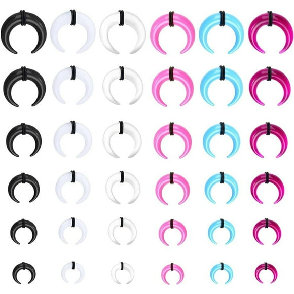 Jstyle 16G-6G Septum Pincher Tapers Septum Rings Acrylic Stainless Steel Internally Threaded Spike Horseshoe Barbells Septum Pincher Nose Ear Cartilage Septum Stretching Kit for Women Daily