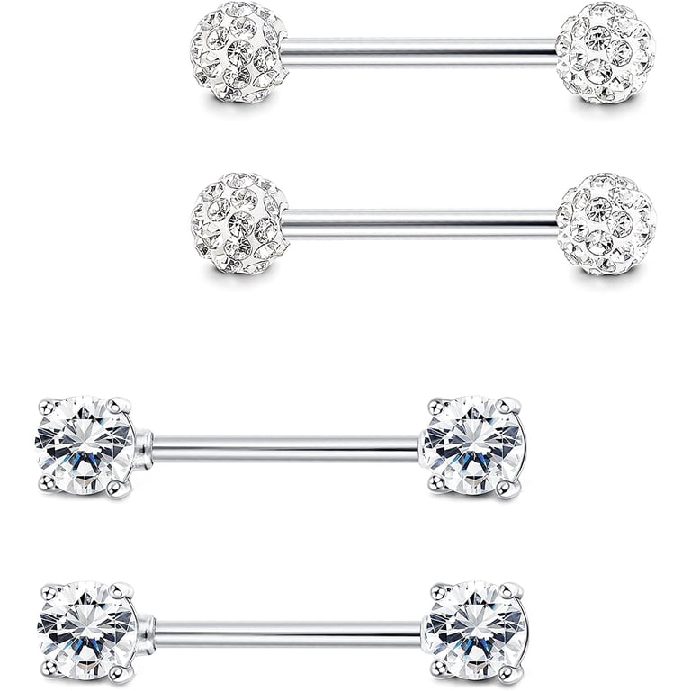 12 Piece Surgical Steel Tongue Ring Barbell Set - 14G (1.6mm) Body Piercing Jewelry