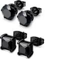 thumbnail image 1 of Jstyle  2 Pairs Stainless Steel Mens Womens CZ Stud Earrings Pierced Earrings Black 20G 3-8mm Daily, 1 of 8