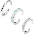 thumbnail image 1 of Jstyle 3PCS 14K Gold Filled Toe Rings for Women Adjustable Silver Gold Toe Ring Set Cute Opal CZ Daisy Flower Toe Rings Open Band Hawaiian Beach Summer Foot Jewelry for Women, 1 of 6