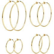 Jstyle 4 Pairs Stainless Steel Clip On Hoop Earrings for Women Fake Hoop Earrings Spring Hoop Earrings For Non-Pierced Ears