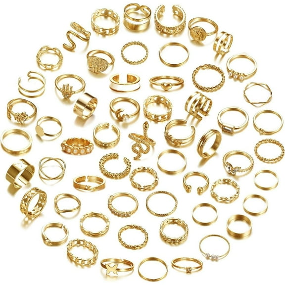 Jstyle 58Pcs Knuckle Rings Set Vintage Stackable Finger Rings for Women Bohemian Midi Rings Boho Butterfly Snake Stacking Rings Pack Silver Gold tone Joint Rings Daily