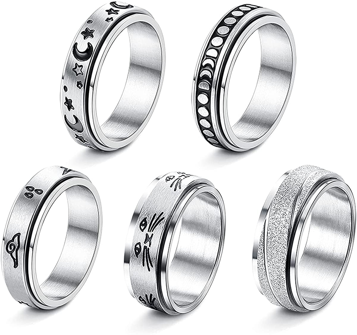 Earth Gems Jewelry Spinner Ring Fidget Ring Anxiety Ring Sterling Silver  Ring Unique Ring for Women - Walmart.com