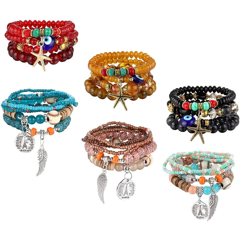 bohemian stackable bead bracelets for women