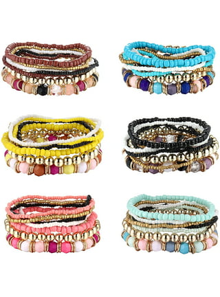 (5Pack)Gold Bracelets Set for Women Girls Boho Chain Multiple Layered  Stackable Bangle Plated Mothers Day Gift Open Adjustable Cuff Italian Cuban