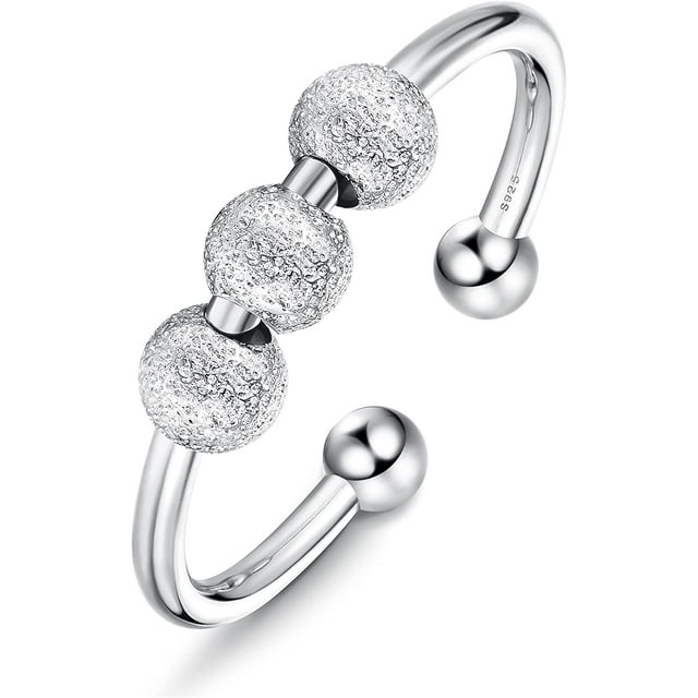 Jstyle 925 Sterling Silver Anxiety Rings for Women Men 18K Gold Plated Spinner Band Rings Fidget Rings for Anxiety Thin Adjustable Stackable Rings