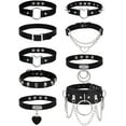 Jstyle 9Pcs Punk Leather Choker Necklace Set for Women, Adjustable Goth