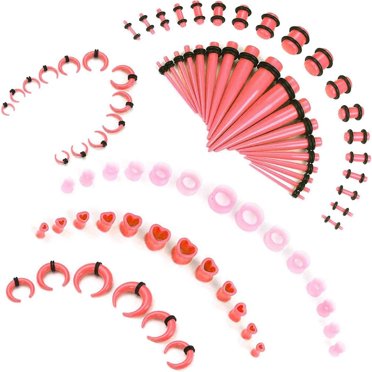Oyaface Ear Stretching Kit – 14G To 00G – 50pc Acrylic & Silicone Tapers And Plugs – Unisex