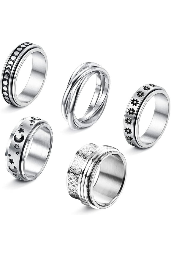 Fidget Ring Spinner Ring Anxiety Ring Fidget Rings for Anxiety for Women Stainless Steel Rings