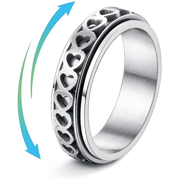 Jstyle Fidget Rings for Anxiety Stainless Steel Spinner Ring Anti Anxiety Ring for Women Stress Relieving Reduce Anxiety