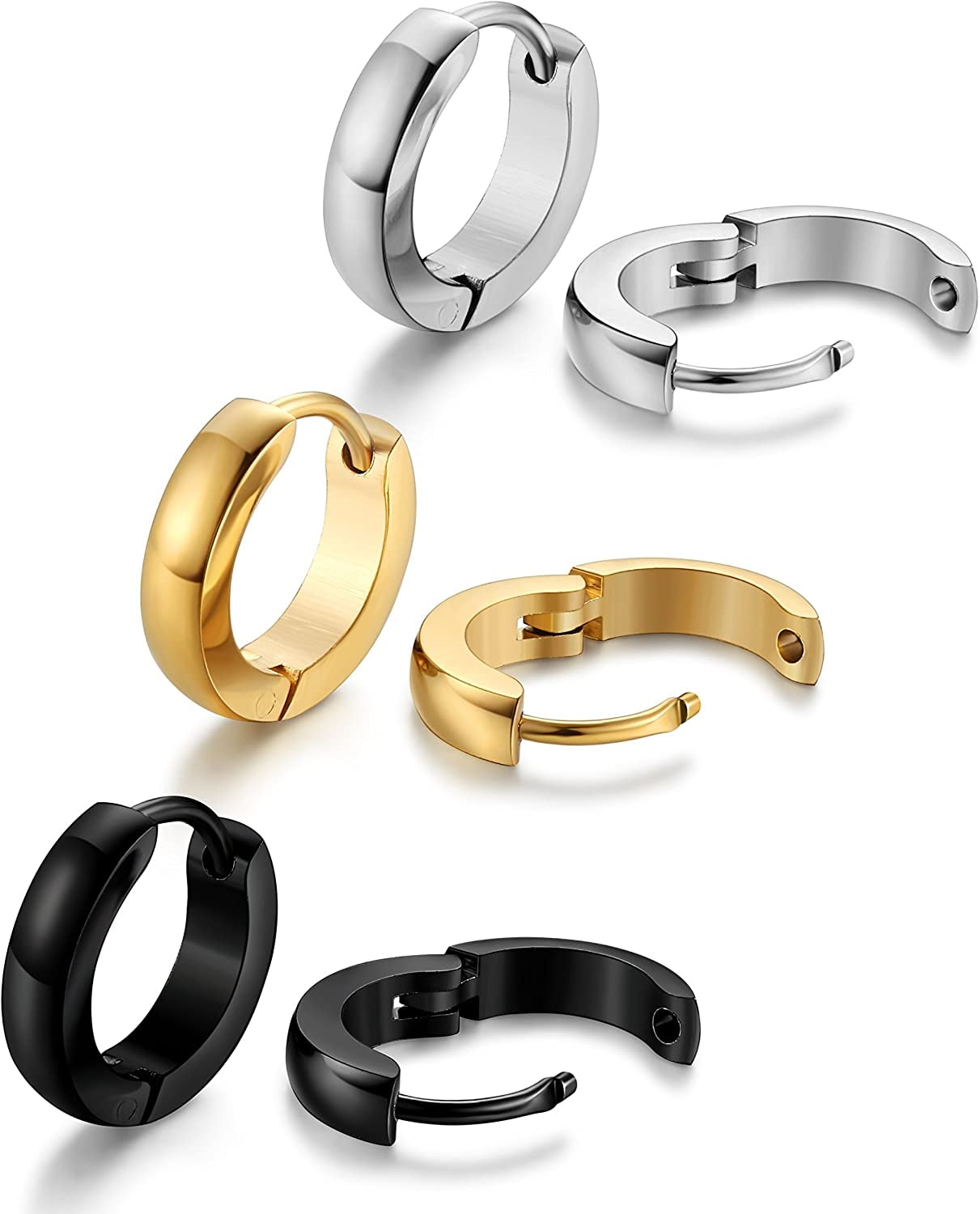 Jstyle Stainless Steel Mens Womens Hoop Earrings Huggie Ear