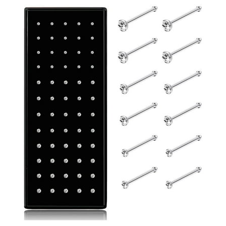 Jstyle Studded Nose Piercing Rings, Stainless Steel, White, 1.5-2.5mm, 60-120 Piece
