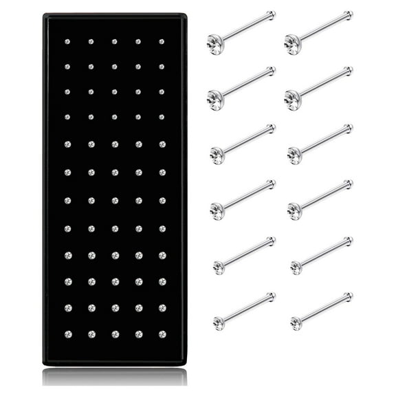 Jstyle Studded Nose Piercing Rings, Stainless Steel, White, 1.5-2.5mm, 60-120 Piece