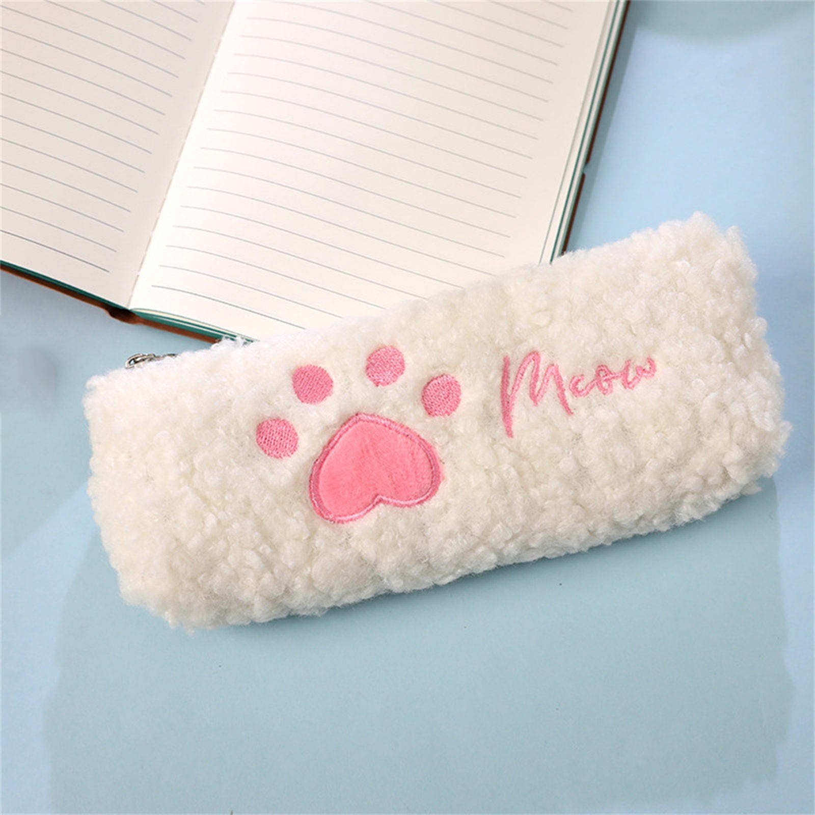 Jsykt Cute Girl Heart Claw Pen Bag Lamb Hair Super Cute Stationery Bag